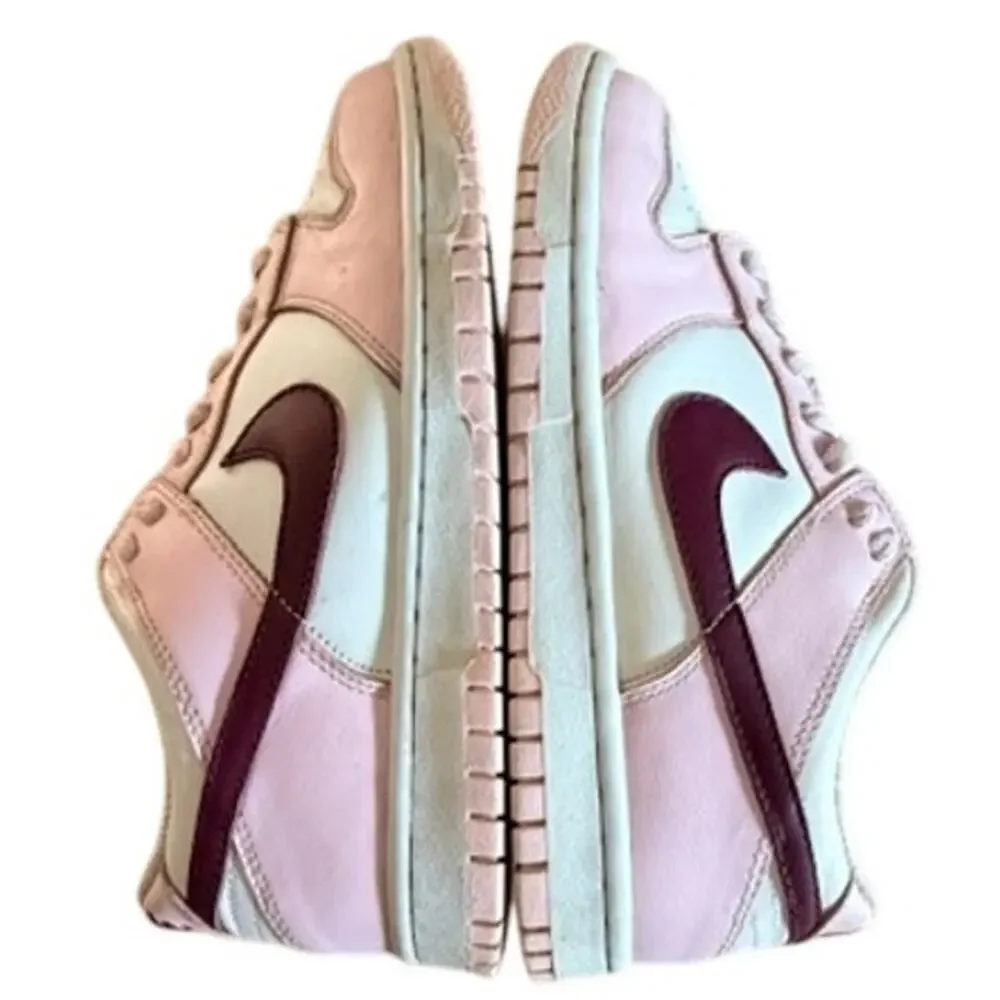 Nike Dunk Low Women’s Pink White Burgundy Sneakers Size 8.5